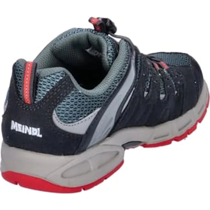 Meindl Outdoorschuh, Wanderschuh aus Velour und Mesh, Farbe asphalt | red – Bild 6