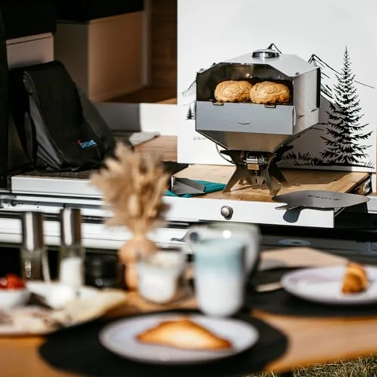 Grove HORST, Multifunktionaler 3-in-1 Campingofen aus Edelstahl, Camping Backofen, Holzkohlegrill & Feuerschale, kompakt und zerlegbar, ideal für Camping & Outdoor – Bild 2