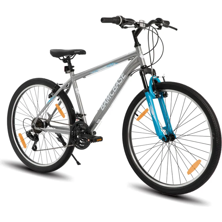 HILAND Mountainbike 26 Zoll MTB, Hardtail Fahrrad für Herren und Damen, 21 Gang, V-Bremse, grau