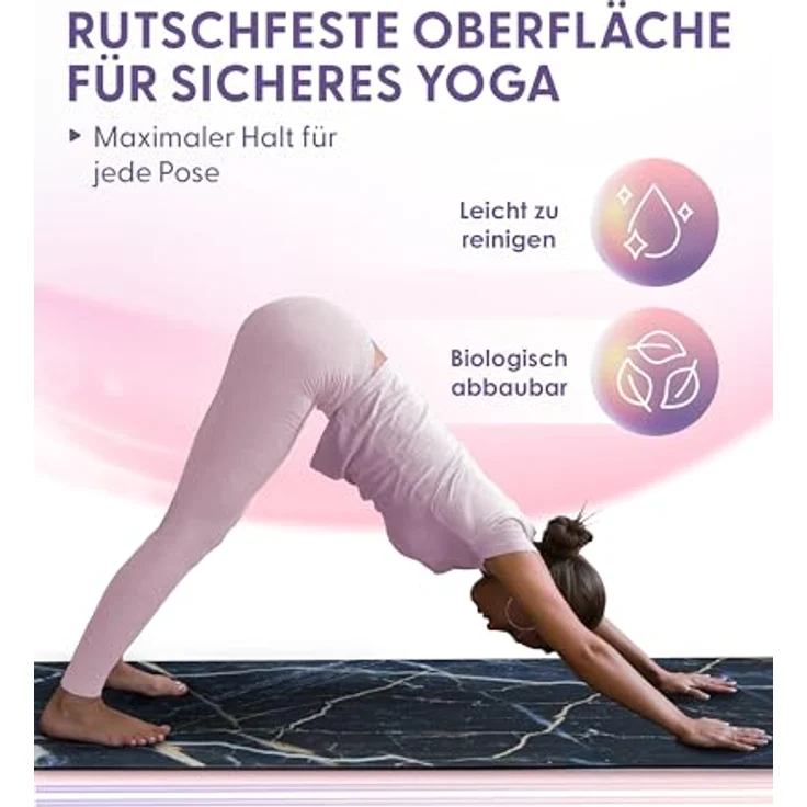 CASAFIT Casa Fit Premium Yogamatte - Rutschfeste Fitnessmatte, extra-dick, ideal für Yoga, Pilates und Gymnastik, tragbar mit Tragegurt – Bild 3