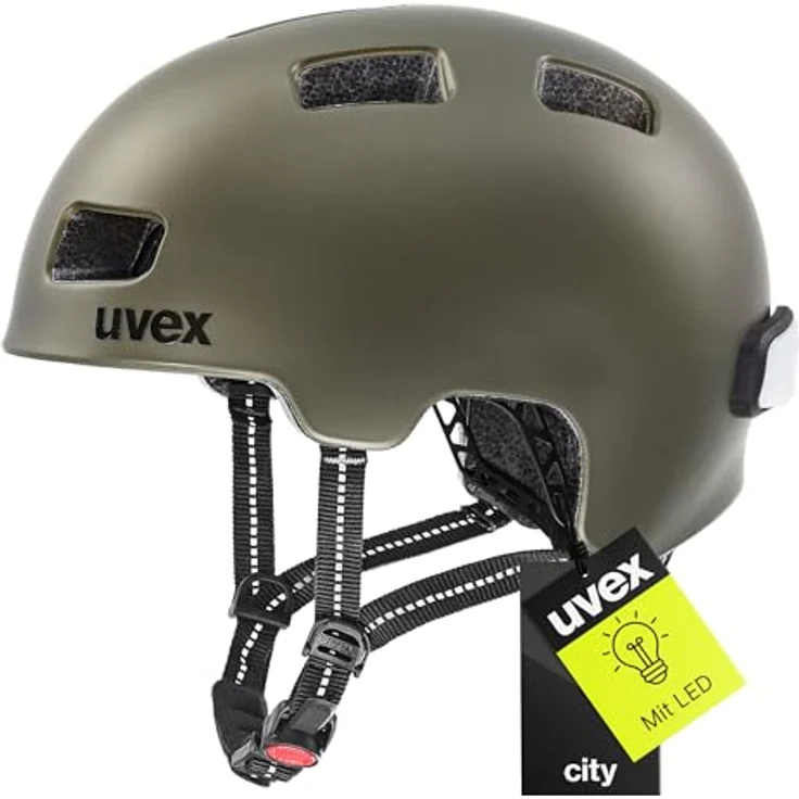 Uvex City 4 Fahrradhelm, urbaner Helm mit 10 Belüftungsöffnungen, individueller Größenanpassung und integriertem LED-Rücklicht – Bild 1