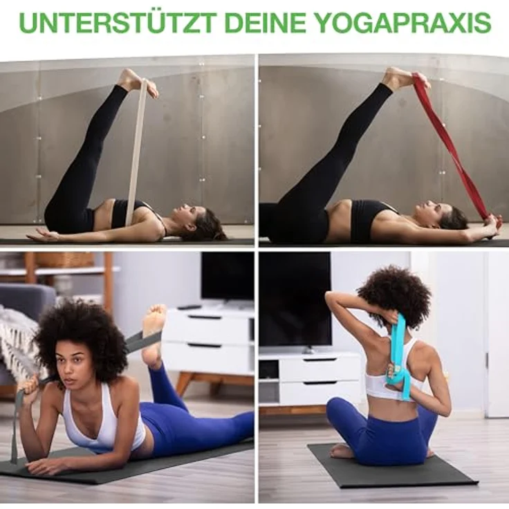 BACKLAxx® Yoga Gurt Baumwolle (hellblau) – Nachhaltiges Yoga Zubehör Set, Yogagurt 250 cm lang mit praktischem Verschluss aus Metall, Yoga Set ideal für Yoga, Pilates und Dehnen inkl. Anwendungsvideos – Bild 5