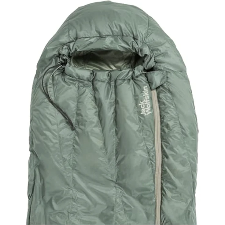 Jack Wolfskin Athmos Down +5 Mumienschlafsack, 195cm, Picnic Green - Daunenschlafsack für den Sommer – Bild 3