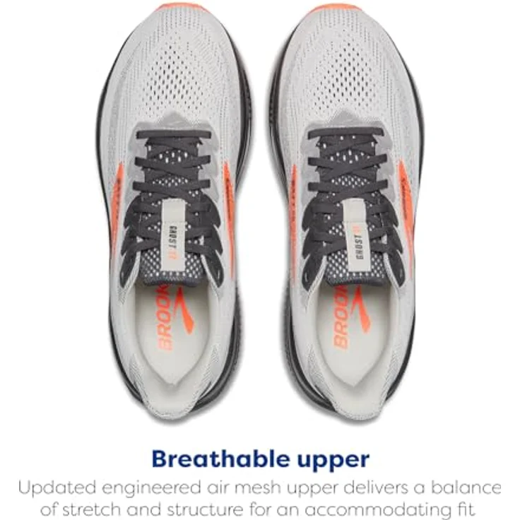 Brooks Ghost 17, Neutrale Laufschuhe mit optimaler Dämpfung, Weiß/Pink Clay/Gecko, Größe 42.5 – Bild 4