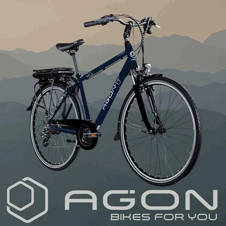 Agon Avesa E Bike Trekkingrad Damen Herren mit Nabenmotor Pedelec Trekking Fahrrad 21 Gang, StVZO Beleuchtung, Aluminium Diamantrahmen - Blau – Bild 8