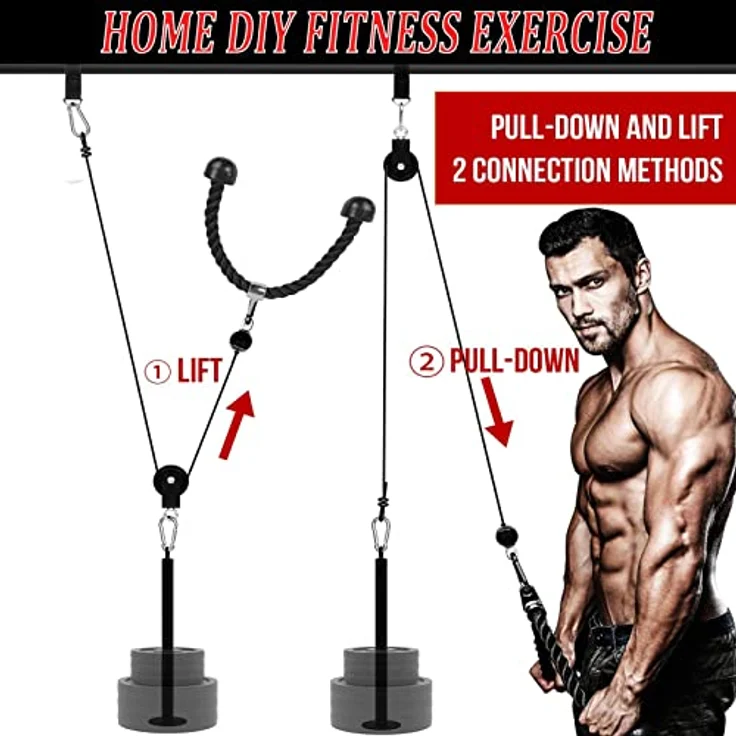 Taeku Kabelzug Fitness Professionelle Kabel Maschine System Home Gym Trizeps Latzug Arm Krafttraining für LAT Bar Fitness Trainingsgeräte (Trizeps Seil) – Bild 3