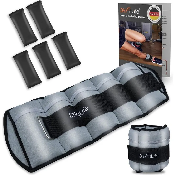 DH FitLife Gewichtsmanschette Fußgelenk, verstellbare Knöchelgewichte 2x 2,5kg & 2x 4,5kg für Kraft- und Ausdauertraining, sehr angenehm zu tragen, für Männer & Frauen
