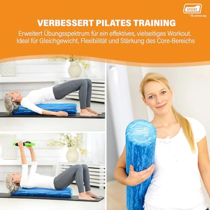 SISSEL® Pilates Roller Soft, 15x90 cm, ideal für Anfänger & Fortgeschrittene, inkl. Übungsposter, verbessert Flexibilität, Balance & Core-Stärkung – Bild 5