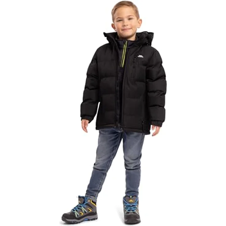 Trespass UTTP906 P, Männliche Steppjacke Schwarz, verstellbare Kapuze, drei Reißverschlusstaschen, elastische Bündchen – Bild 2