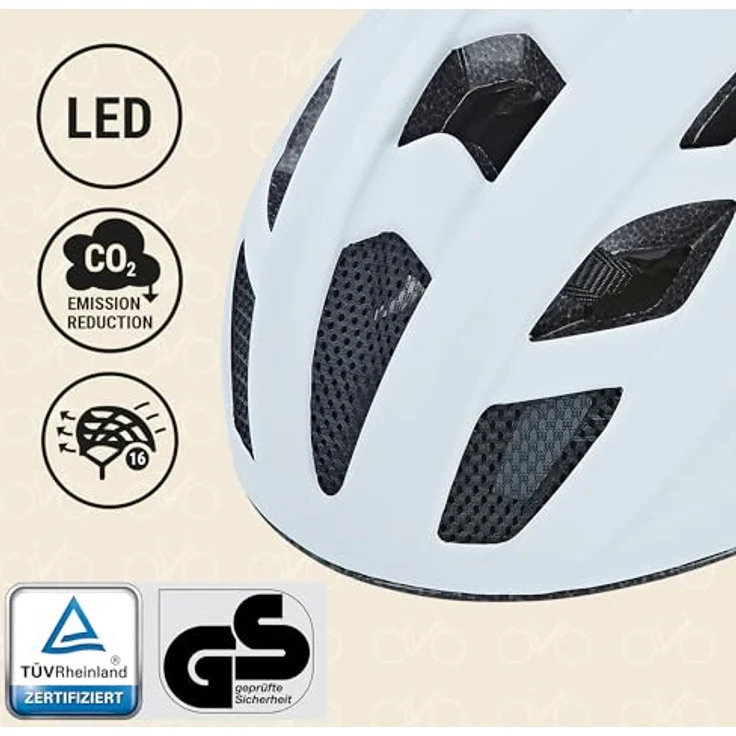 Prophete Urban Fahrradhelm, Erwachsenenhelm, GLUE ON, 58-61 cm, 280 g, weiß, mit LED – Bild 2