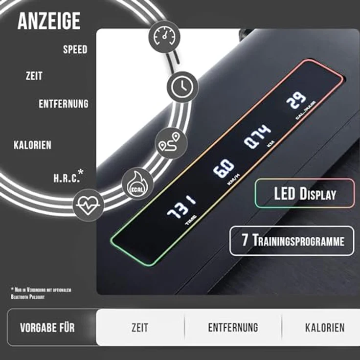 Christopeit Walking Pad 4.1, ultraflaches Laufband (11 cm), bis 6 km/h, 7 Programme, LED-Display, Bluetooth, Pulsmessung, kompatibel mit Kinomap/Zwift/Fithome, bis 120 kg, platzsparend – Bild 3