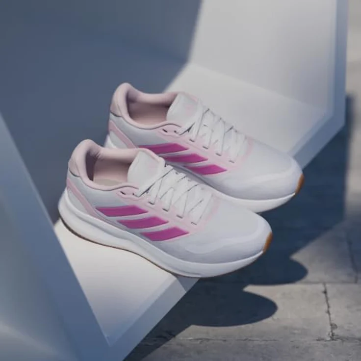Adidas RUNFALCON 5 Mädchen Sneaker, Laufschuhe mit CloudFoam-Zwischensohle, white/clear pink/gum 3.5 – Bild 10