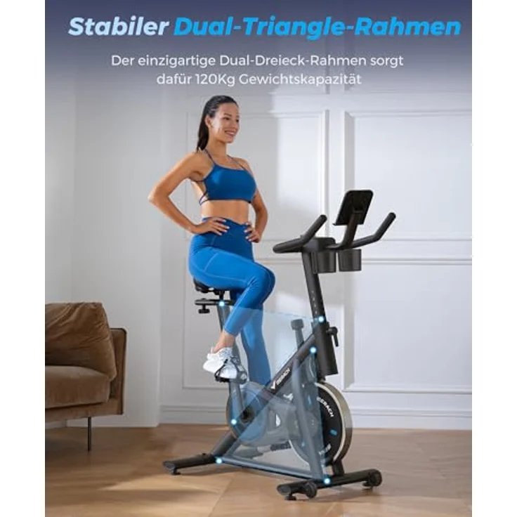 MERACH Heimtrainer Fahrrad, Verbesserter LCD-Monitor, Leises Indoor  Bike, Mit App, Bis 122 KG – Bild 4