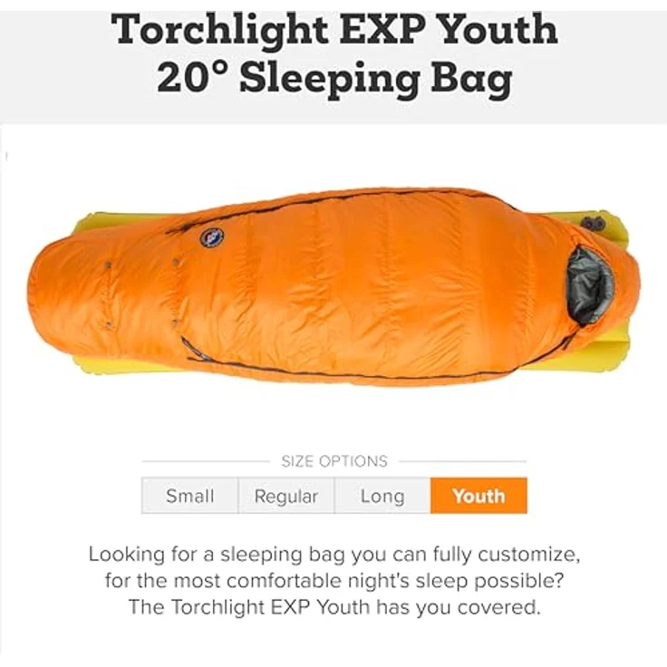Big Agnes Kinder-Schlafsack, wasserabweisende Daune, flexibel anpassbar – Bild 2