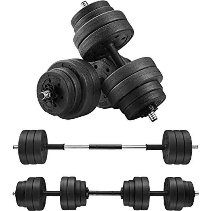 SONGMICS verstellbares Kunststoff Hantelset mit Verbindungsstahlrohr, 2 x 15 kg, rutschfeste Griffe, 35 x 14 cm - Preisvergleich – Bild 1