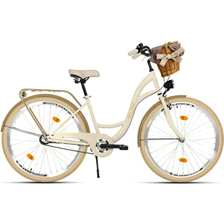 Milordbikes City-Fahrrad, Creme-Braun, 46 cm, Metallrahmen, leichte City-Reifen 700C x 35 mm, inkl. hinterem Träger für Packtaschen – Bild 2