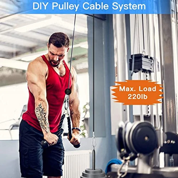 Taeku Kabelzug Fitness Professionelle Kabel Maschine System Home Gym Trizeps Latzug Arm Krafttraining für LAT Bar Fitness Trainingsgeräte (Trizeps Seil) – Bild 5