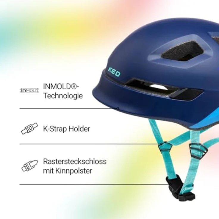 KED Pop II Lite Kinder Fahrradhelm mit Ultraleichtem Design, K-FIT System und Reflektierenden Details | Farbe: Blue Matt | Größe: 48-52 (S) – Bild 3