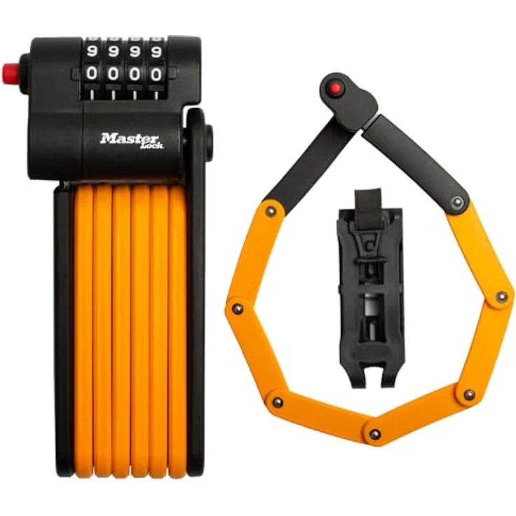 Master Lock 8336EURDPRO, Faltverschluss Veloschloss mit 4-stelligem Kombinationsschloss, 80 cm, gehärteter Stahl mit Polymerbeschichtung – Bild 1