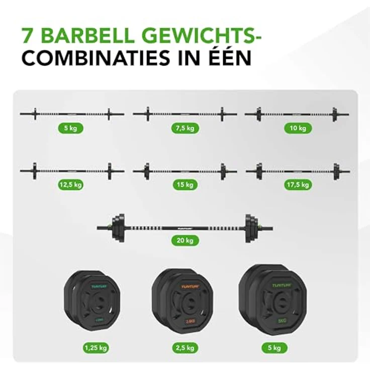 Tunturi Aerobic Pump Gewichtenset 20kg - Hantelset aus Gummi - Inkl. kostenloser Fitness-App – Bild 5
