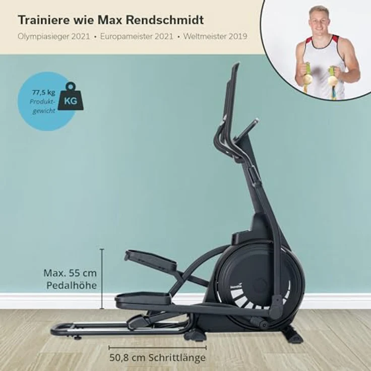 Skandika Crosstrainer Carbon P23 | Ellipsentrainer für Zuhause, klappbar, 23 Programme, App kompatibel, bis 135 kg, 16 Widerstandsstufen | Fitnessgerät für Ausdauertraining – Bild 5