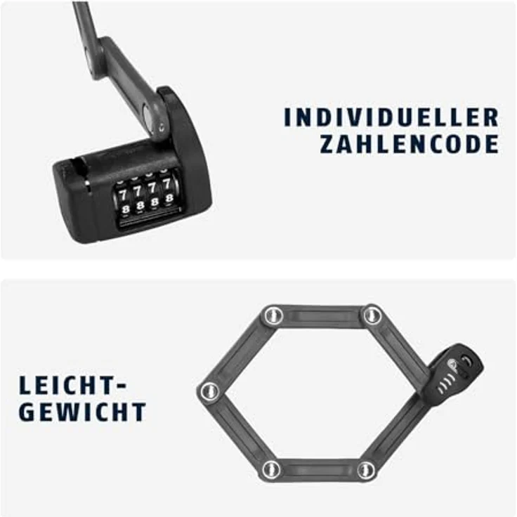 ABUS Faltschloss Bordo Lite 6055C SH, Faltbares Zahlenschloss mit Halterung, 4-stelliger Zahlencode, Sicherheitslevel 7, 85 cm, Schwarz – Bild 4