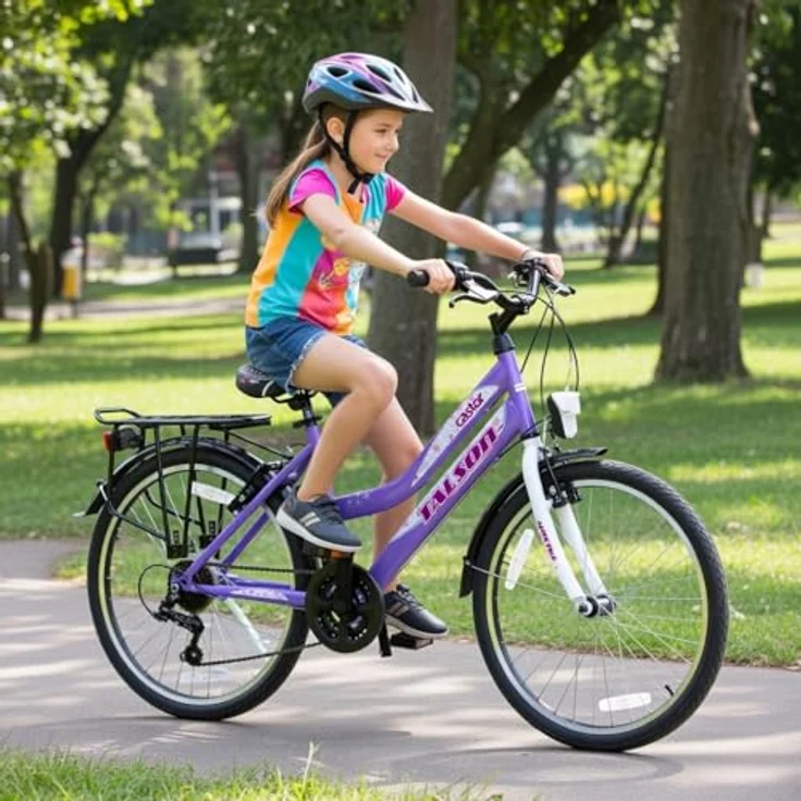 Talson City-Fahrrad 26 Zoll, 21-GG-Shimano-Schaltung, mit Beleuchtung und Gepäckträger, Lila – Bild 5