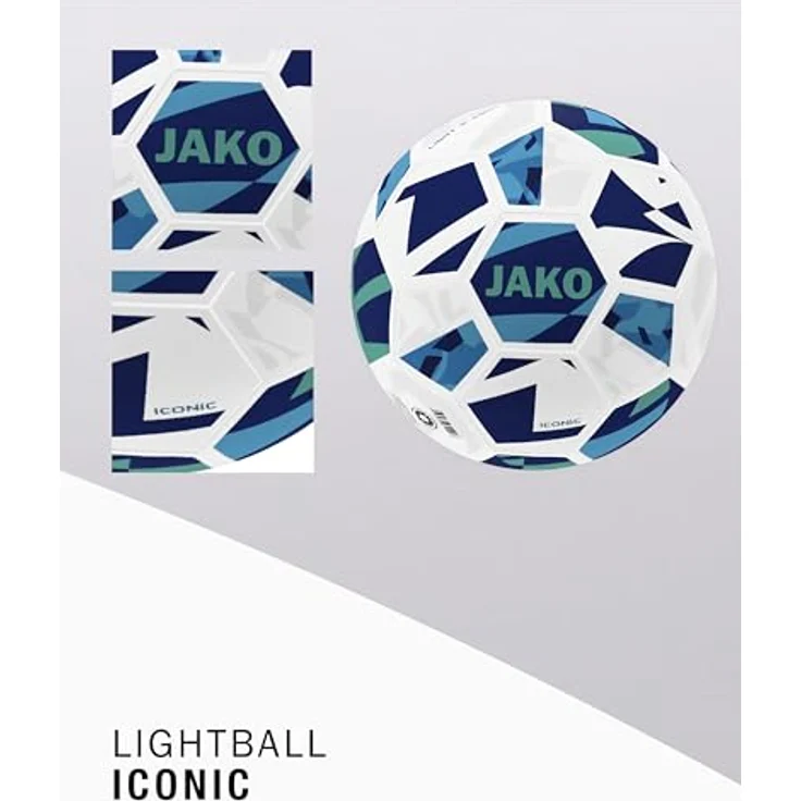 JAKO Lightball Iconic, Fußball Größe 5, weiß/Navy/Mint, 290g, Hybrid-Technologie, 32-Panel-Design – Bild 3