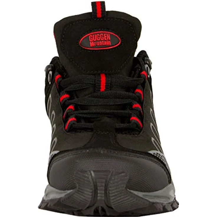 GUGGEN Mountain Damen Wanderschuh T002, Wasserabweisend, Verstärkte Schuhspitze, Softshell-Leder-Mix, Schwarz – Bild 6