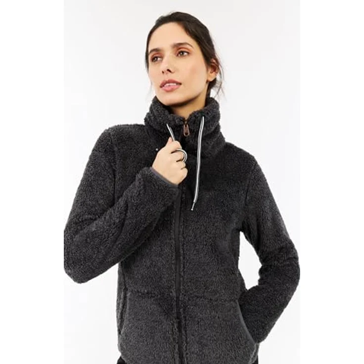 PROTEST RIRI Fleecejacke, kuschelig warm mit hohem Stehkragen und durchgehendem Frontreißverschluss, Shadow Grey Größe 40 – Bild 2