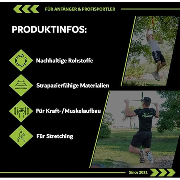 eaglefit - Premium Klimmzugstange Holz nur mit Seil & Karabiner für Outdoor & Zuhause wetterfest, 100 cm Klimmzug Stange ergonomisch gebogen für Deckenmontage - Pull-Up Bar für frei hängende Klimmzüge – Bild 5