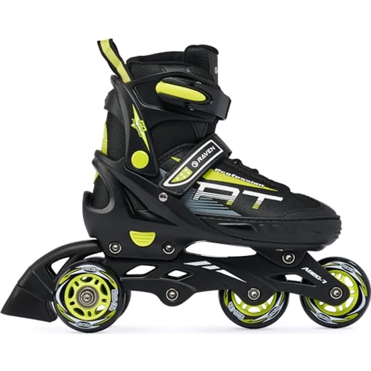 RAVEN Profession 4in1 Inlineskates, verstellbare Triskates und Rollschuhe für Kinder und Erwachsene, Black/Lime, Größe 38-42 (25cm-27,5cm) – Bild 3