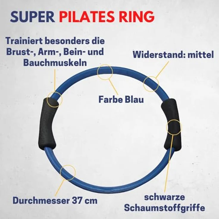 Best Sporting Pilates Power Toning-Ring 37cm in blau I Widerstand Mittel I Fitnessring mit Schaumstoffgriffen I Trainiert besonders die Brust-, Arm-, Bein- und Bauchmuskeln I Inkl. Übungsanleitung – Bild 5