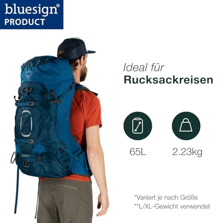 Osprey Aether 65 Trekkingrucksack L-XL, 80 cm, 100% Nylon, rot – Bild 2