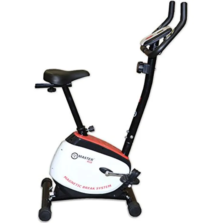 MASTER Erwachsene Magnetic Bike R08 Fahrrad-Heimtrainer, weiß/Schwarz, one Size mit Innerem Magnetsystem und manueller Spannungsregelung