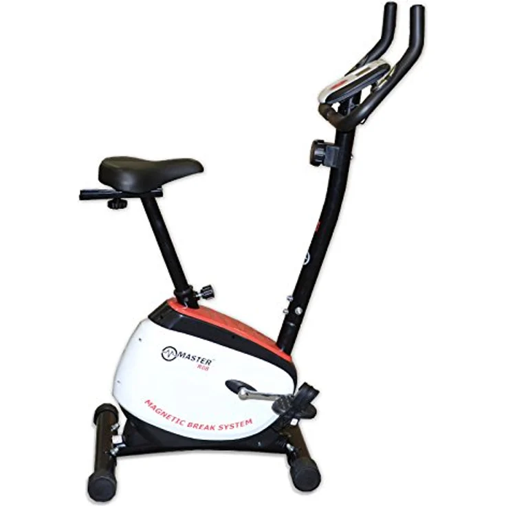 MASTER Erwachsene Magnetic Bike R08 Fahrrad-Heimtrainer, weiß/Schwarz, one Size mit Innerem Magnetsystem und manueller Spannungsregelung – Bild 1