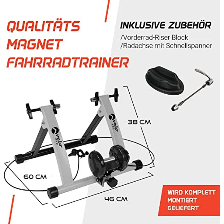 Velo Pro Turbo Trainer, Indoor-Rollentrainer für Mountain und Rennräder, 6-stufiger Widerstand, faltbar und vielseitig, passend für Radgrößen 26 bis 700c – Bild 2