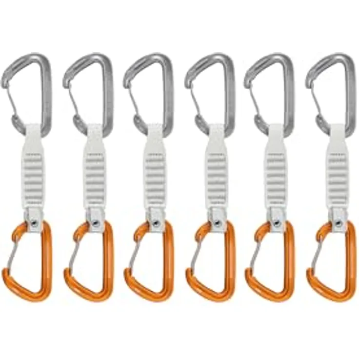 Mammut Eiger Extreme Sender Quickdraws 6-Pack, Wire Gate 12 cm mit Dyneema-Schlinge, Light Grey-Gold