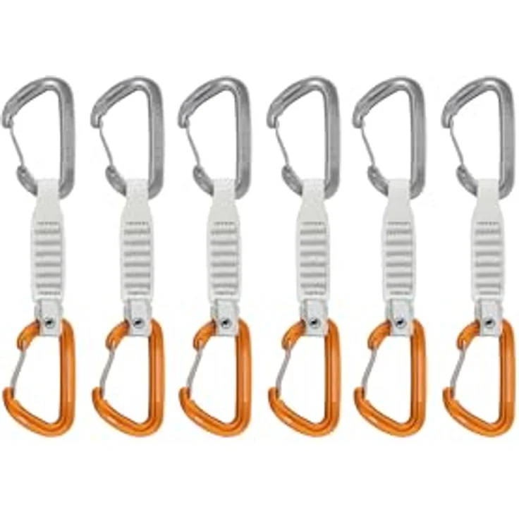Mammut Eiger Extreme Sender Quickdraws 6-Pack, Wire Gate 12 cm mit Dyneema-Schlinge, Light Grey-Gold