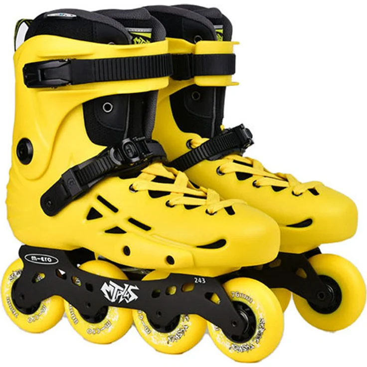 Micro MT-Plus Inline Skate, anpassbar mit Polypropylen-Schale und belüftetem Innenschuh, gelb, Gr. 37