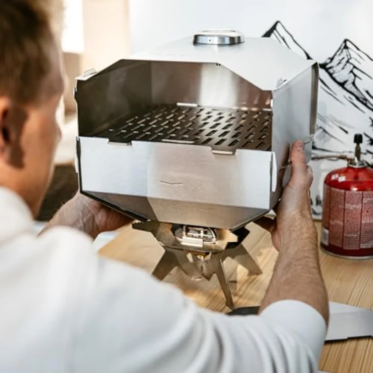 Grove HORST, Multifunktionaler 3-in-1 Campingofen aus Edelstahl, Camping Backofen, Holzkohlegrill & Feuerschale, kompakt und zerlegbar, ideal für Camping & Outdoor – Bild 7