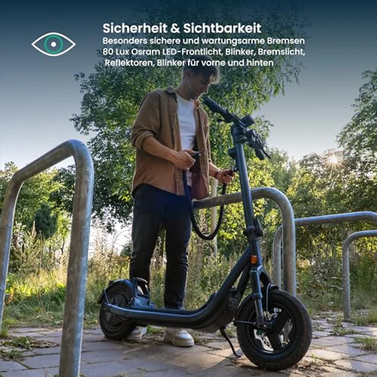 EGRET Egret GT E-Scooter, 75 km Reichweite, 20 km/h, 13" Luftreifen, 15 Ah Wechselakku, einstellbare Federung, hydraulische Bremsen, NFC & Apple Find My, bis 150 kg Traglast – Bild 5