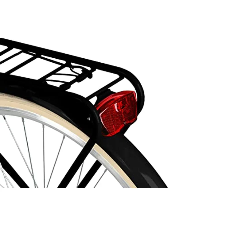 MILORD Damenfahrrad Citybike Komfort, 21-Gang, 28 Zoll, Schwarz-Creme mit Weidenkorb – Bild 6