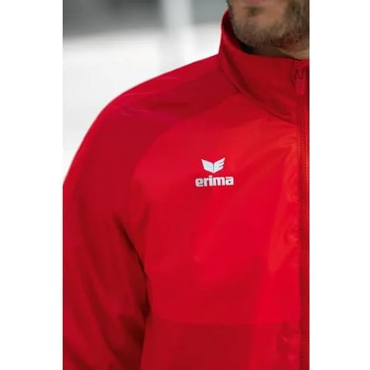 ERIMA Team Allwetterjacke für Junioren, wasserdicht mit hoch steigendem Kragen, rot, Größe 116 – Bild 2