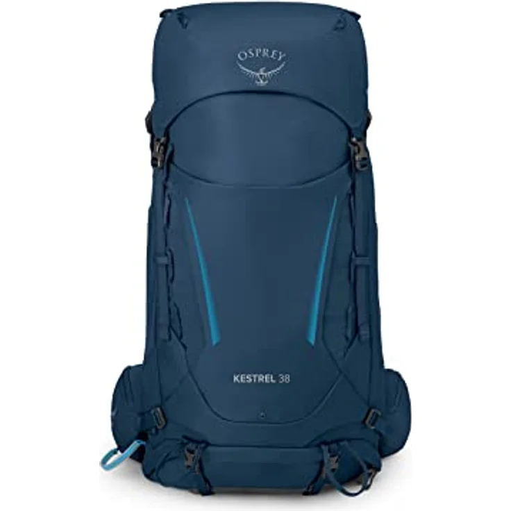 Osprey Kestrel 38 Atlas Blue S/M, Wanderrucksack mit integrierter Regenhülle und einstellbarer AirScape Rückenplatte – Bild 2