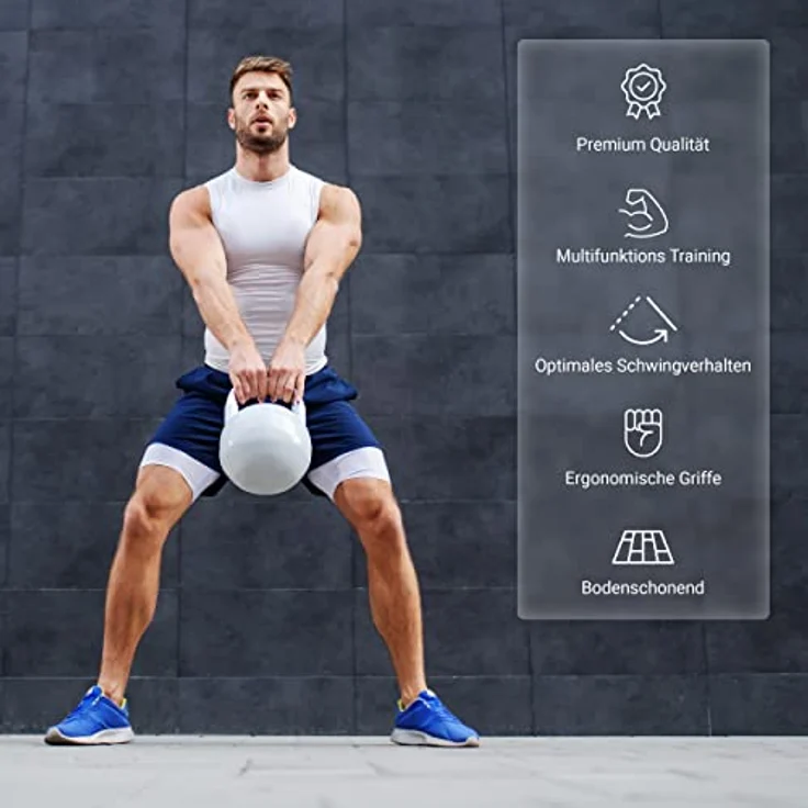 MSPORTS Kettlebell Competition 12 kg | Professional Studio Qualität | inkl. Übungsposter | Wettkampf Kugelhantel – Bild 5
