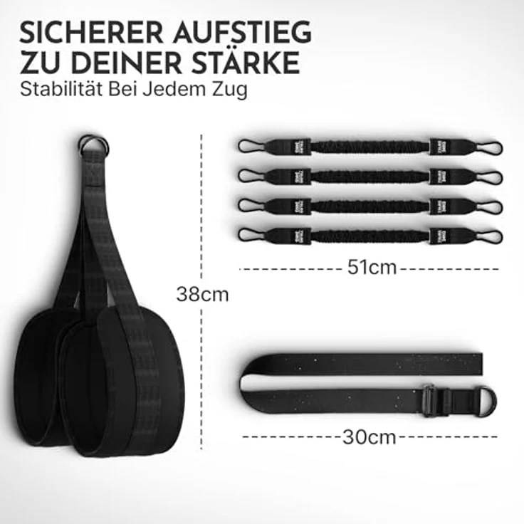 NEOLYMP Klimmzughilfe, 4-Seil-System mit 4x Tube Bands je 34 kg, gepolsterte Fußschlaufen, Türanker für saubere Klimmzüge – Bild 3