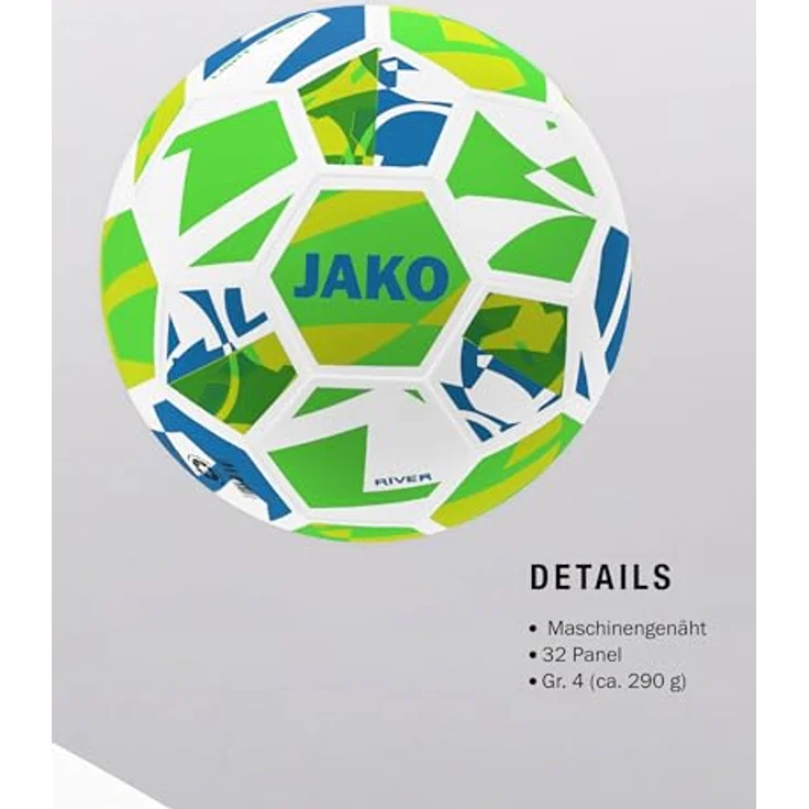 JAKO Lightball River, Fußball Größe 4, weiß/neongrün/neongelb, 290g, langlebig und formstabil – Bild 5