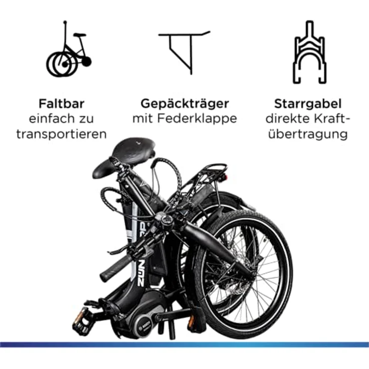 ZNDAPP X100 E Bike 20 Zoll Klapprad fr Damen und Herren 150-190 cm Bosch  Ebike Mittelmotor 9 Gang Nabenschaltung Elektro Fahrrad 400 Wh Akku Faltrad  (schwarz/grau): Tests, Infos & Preisvergleich