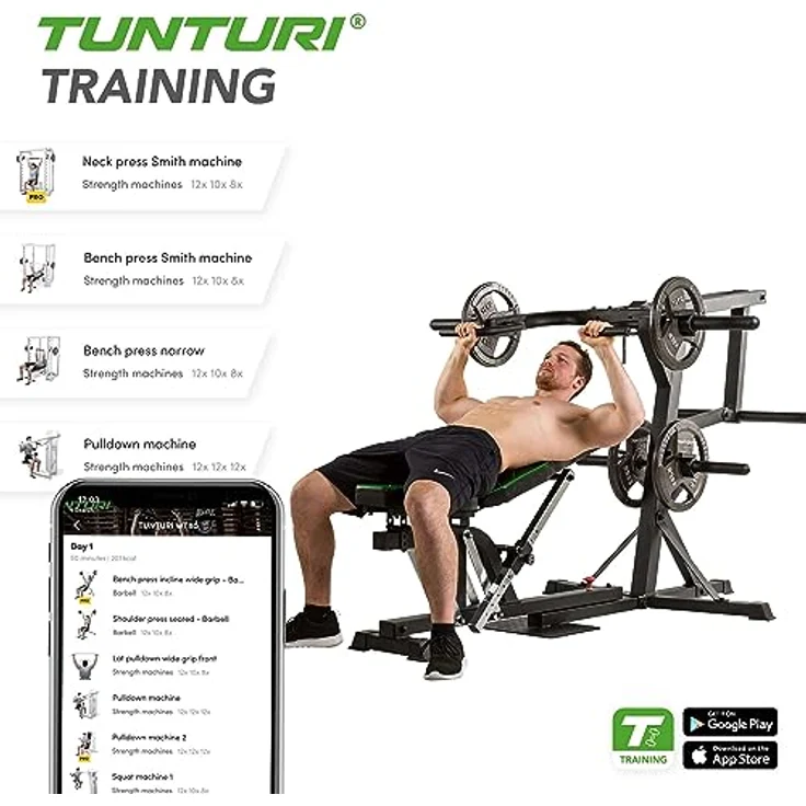 Tunturi Kraftstation WT80, Fitnessstation für Zuhause, Multigym mit Hantelbank – Bild 2